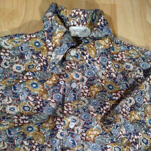 Vintage Claybrooke Floral Pattern Short Sleeve Polyester Disco Shirt